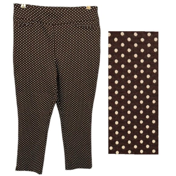 Chico's Fabulously Slimming Brown Polka Dot Crop Pants Size 1.5 (10) - Picture 1 of 16